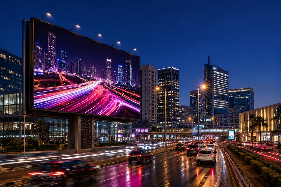 Premium digital billboard on a Dubai highway